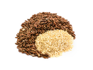 Flax and sesame seeds ingredients for the bakery