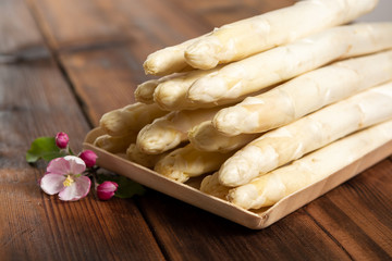 Fresh tasty white asparagus, seasonal vegetable, new harvest, ready to cook