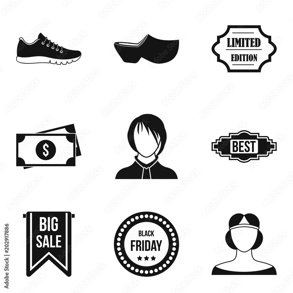 Poster shopping district icons set. simple set of 9 shopping district vector icons for web isolated on whit