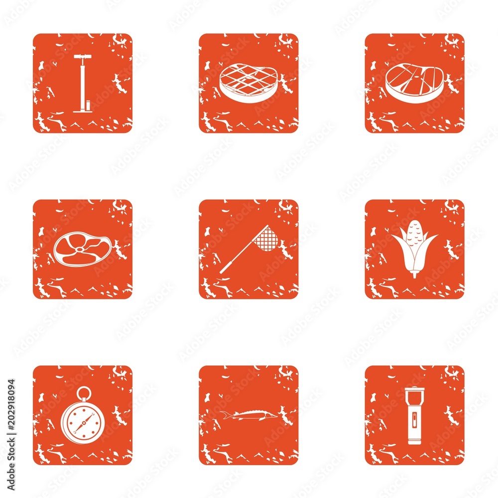 Poster alimentation icons set. grunge set of 9 alimentation vector icons for web isolated on white backgrou