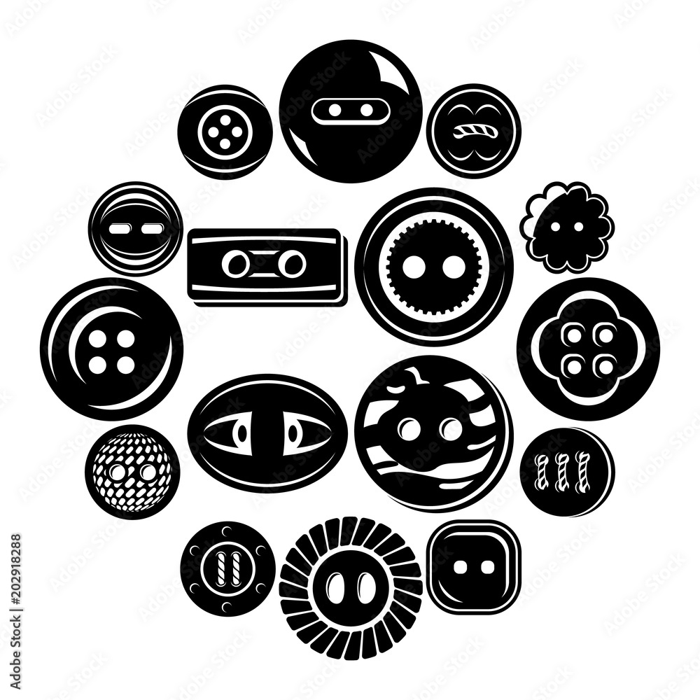 Aufkleber clothes button icons set. simple illustration of 16 clothes button vector icons for web