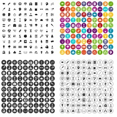 100 science brainstorm icons set vector in 4 variant for any web design isolated on white