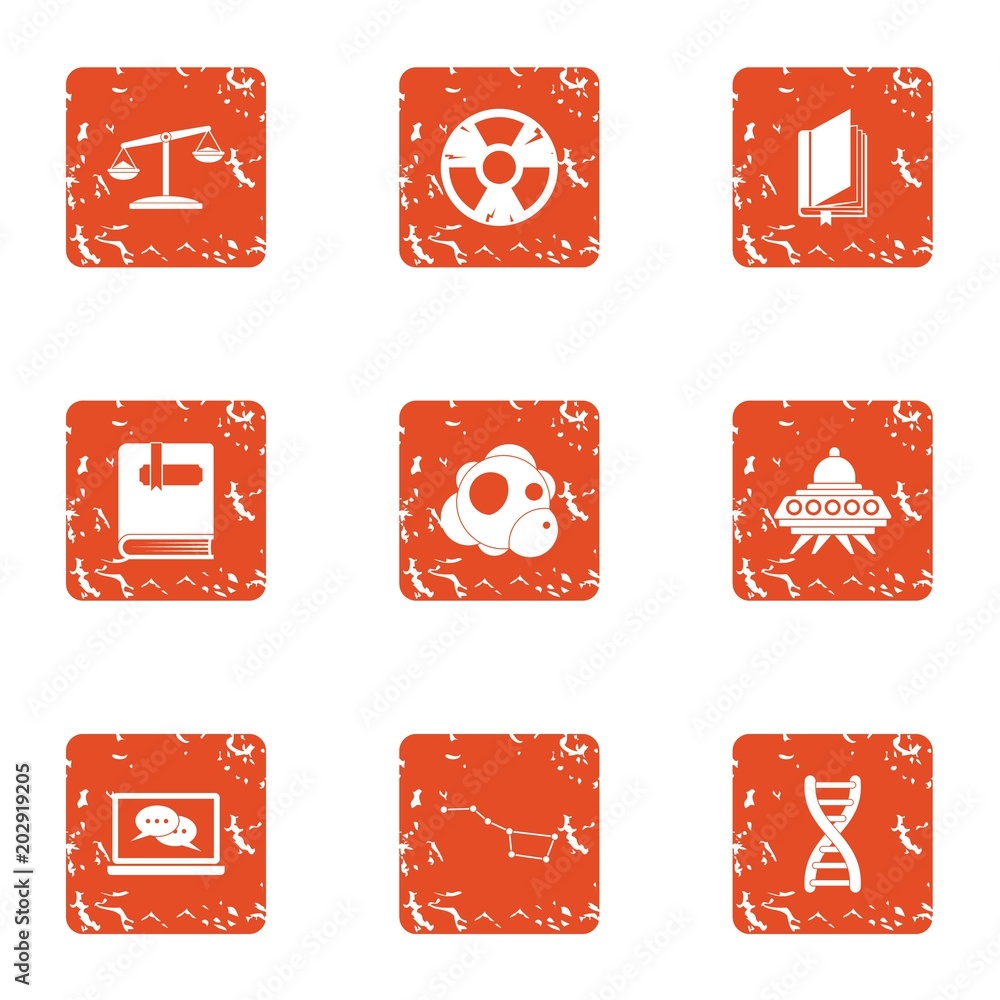 Poster fantasy icons set. grunge set of 9 fantasy vector icons for web isolated on white background