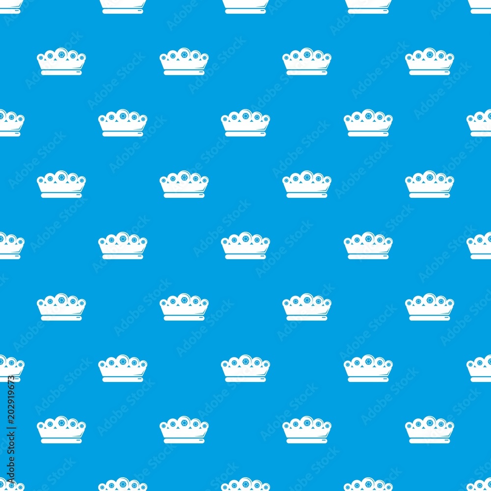 Poster king crown pattern vector seamless blue repeat for any use