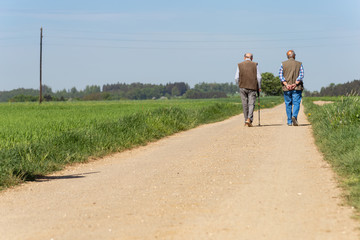 Obraz premium two senior man walking a way