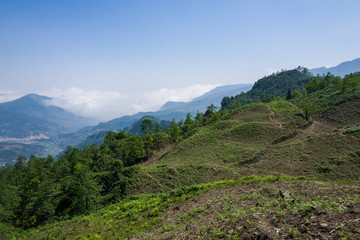 Fototapeta na wymiar Landscape and rice terraces near Sapa, Vietnam.
