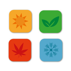 four season icon set of vector