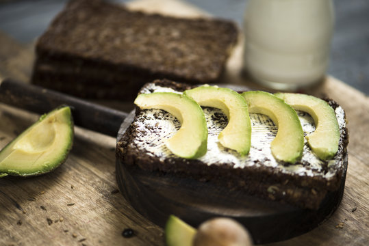 Rye Bread With Avocado, And Yoghurt