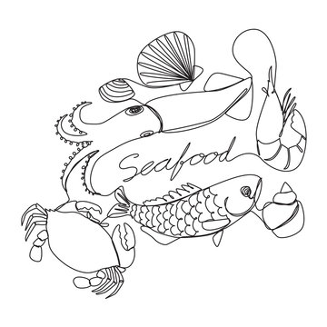 graphic seafood, vector