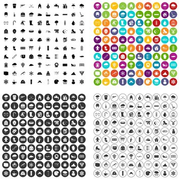 100 snow icons set vector in 4 variant for any web design isolated on white