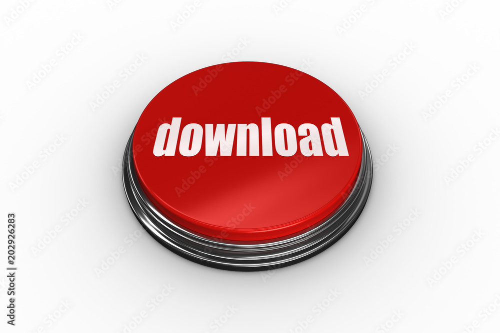 Poster the word download on digitally generated red push button