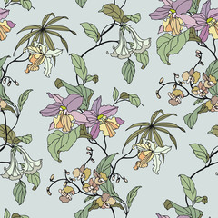 Seamless pattern with flowers orchid