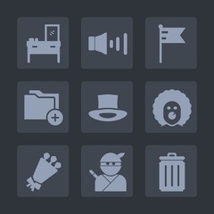 Premium set of fill icons. Such as samurai, folder, interior, flag, storage, national, button, trash, room, business, weapon, scary, data, america, holiday, hat, document, japanese, audio, recycling
