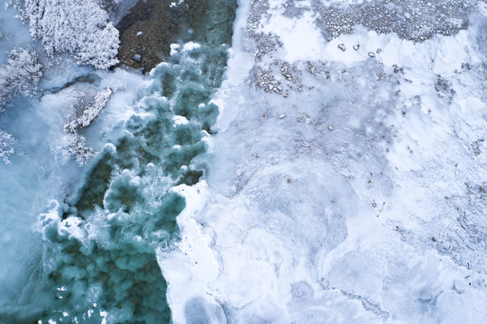 Freezing river from the above 