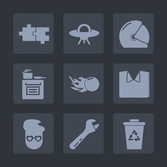 Premium set of fill icons. Such as sign, style, comet, motorcycle, object, motorbike, food, clothing, oven, galaxy, puzzle, white, waste, cooking, hammer, biker, recycle, alien, kitchen, science, bike