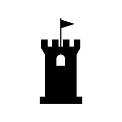 Castle tower. Vector icon grey