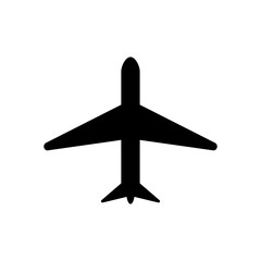 Aircraft icon. Flat vector illustration in black on white background.