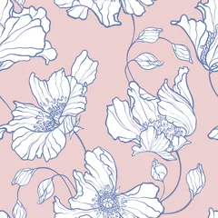 Fototapete Mohnblumen Nahtloses Muster mit Blumenmohn