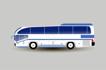 Obraz na płótnie Canvas Modern intercity or tourist bus on light gray background. Vector flat illustration.