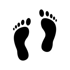 Fototapeta na wymiar Human footstep icon. Vector footprint. Black silhouette. Flat style. Illustration isolated on white background.