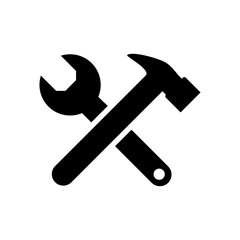 Wrench and hammer. Tools icon isolated on white background