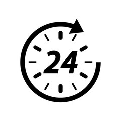 Open around the clock hours a day icon.