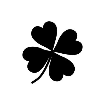 Four leaf clover icon. Black icon isolated on white background. Clover silhouette. Simple icon. Web site page and mobile app design vector element.