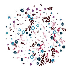 Floral Spring and Summer Vector Wallpaper with Flowers, Leaves, Butterflies, Green Branches. Easter, Mother's Day, 8 March, Birthday, Wedding Background for Banners, Cards, Posters, Invitations.