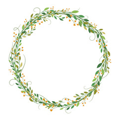 Fototapeta premium Beautiful floral wreath on white background for vintage wedding card. Vector illustration.