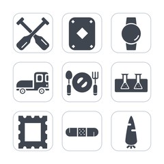 Premium fill icons set on white background . Such as transportation, plate, gambling, vehicle, truck, delivery, carrot, science, gadget, poker, fresh, boat, play, card, raw, frame, health, game, test