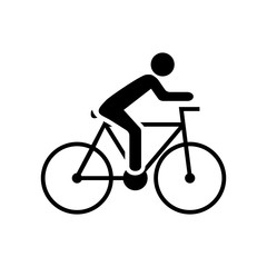 Obraz premium Cyclist icon. Simple flat logo of cyclist on white background. Silhouette of a cyclist. Vector illustration.