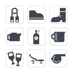 Premium fill icons set on white background . Such as brown, drink, art, glass, footwear, seminar, liquid, spray, red, equipment, beverage, seat, presentation, boot, foot, person, school, closeup, cup