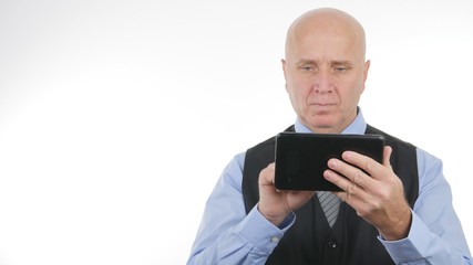 Businessman Image Using a Touch Tablet Online Application