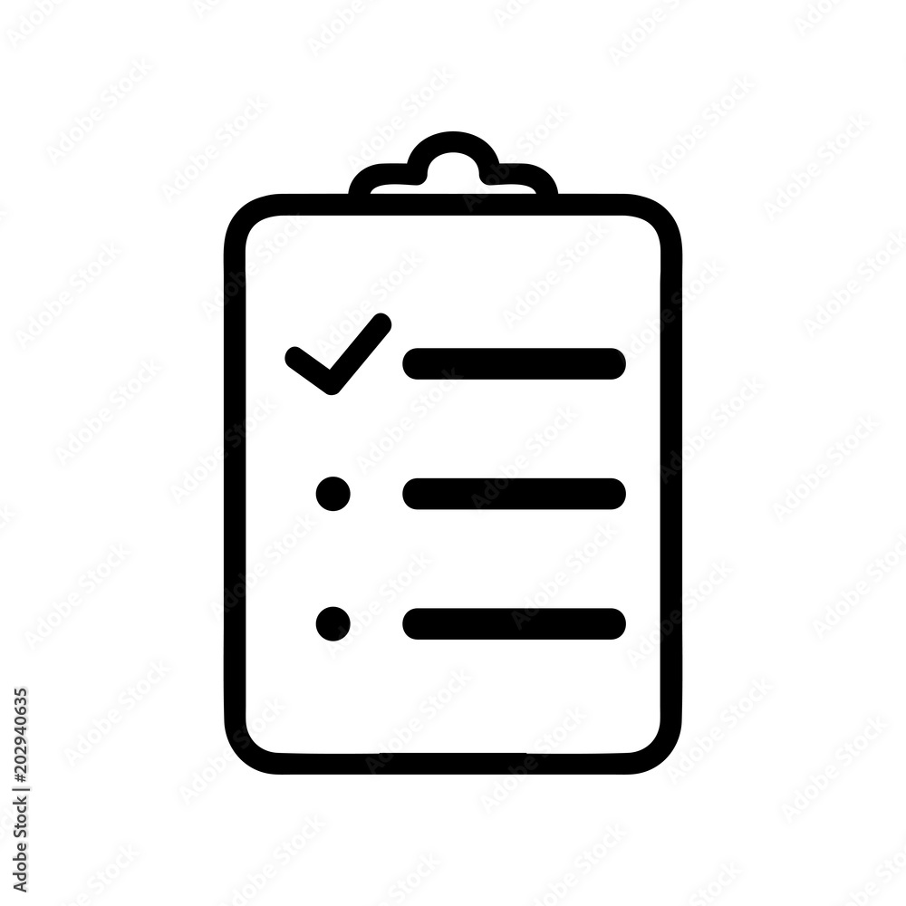 Poster survey to do list icon suitable for info graphics, websites and print media and interfaces. line vec
