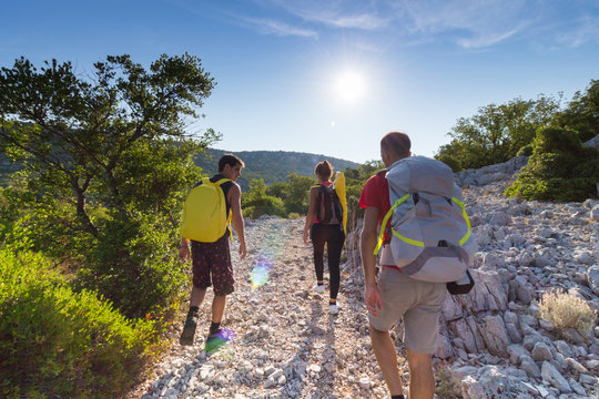 Italy, Sardinia, Baunei  - People doing trekking