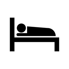 Human in bed. flat simple icon Vector. Simple flat symbol. Illustration pictogram