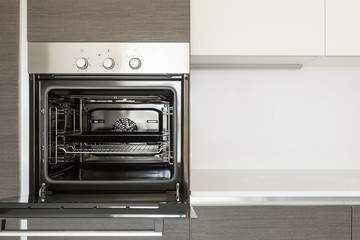 Detail of open kitchen oven