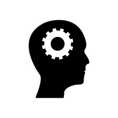 Human head silhouette with set of gears as a brain - idea and innovation concept