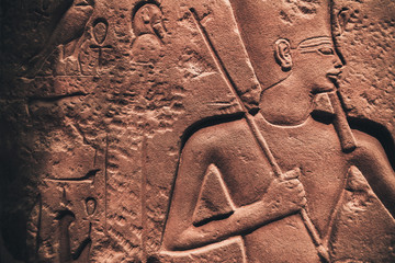 egypt hieroglyphs carved on the stone