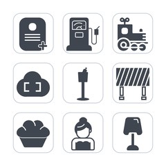 Premium fill icons set on white background . Such as sign, oil, food, train, groom, toy, couple, street, element, petroleum, holder, interior, locomotive, background, dessert, business, bottle, gas