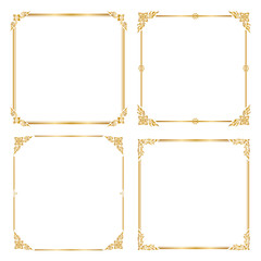 Set Decorative frame and border, Square frame, Golden frame, Thai pattern, Vector illustration - 202944296