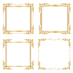 Set Decorative frame and border, Square frame, Golden frame, Thai pattern, Vector illustration - 202944441
