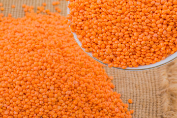 Red Lentils Also Know as Lentilha Vermelha, Red Dal, Red Split Lentils, Lens Culinaris, Red Lentil Legume or Masoor Dal.