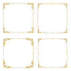 Set Decorative frame and border, Square frame, Golden frame, Thai pattern, Vector illustration
