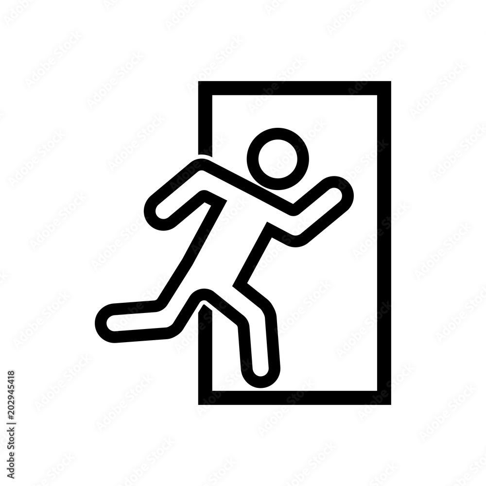 Poster exit icon in trendy flat style isolated on white background. leave symbol for your web site design, 