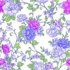Spring garden flowers pattern
