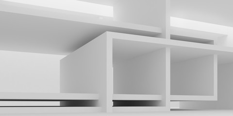 Abstract of cement architectural space,Concept of minimal futuristic interior style.3D rendering	