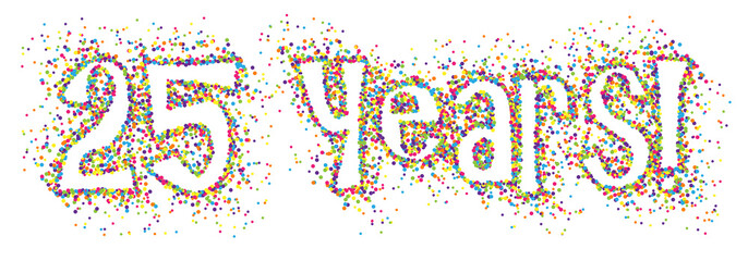 25 YEARS! colourful dots banner