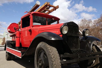 Old vintage classic fire truck.