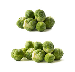 Fototapeta premium Brussels sprouts cabbage isolated on a white. Brussels sprouts cabbage on a white background. Cabbage with copy space for text.